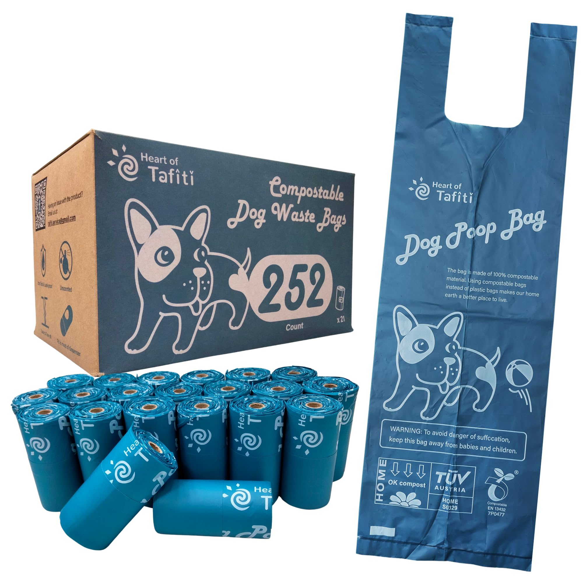 Heart of Tafiti sacs-poubelle chien avec anses, pratique pour les promenades quotidiennes