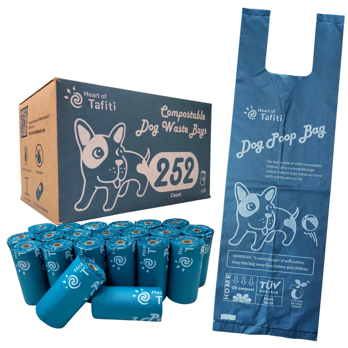 Heart of Tafiti sacs-poubelle chien avec anses, pratique pour les promenades quotidiennes