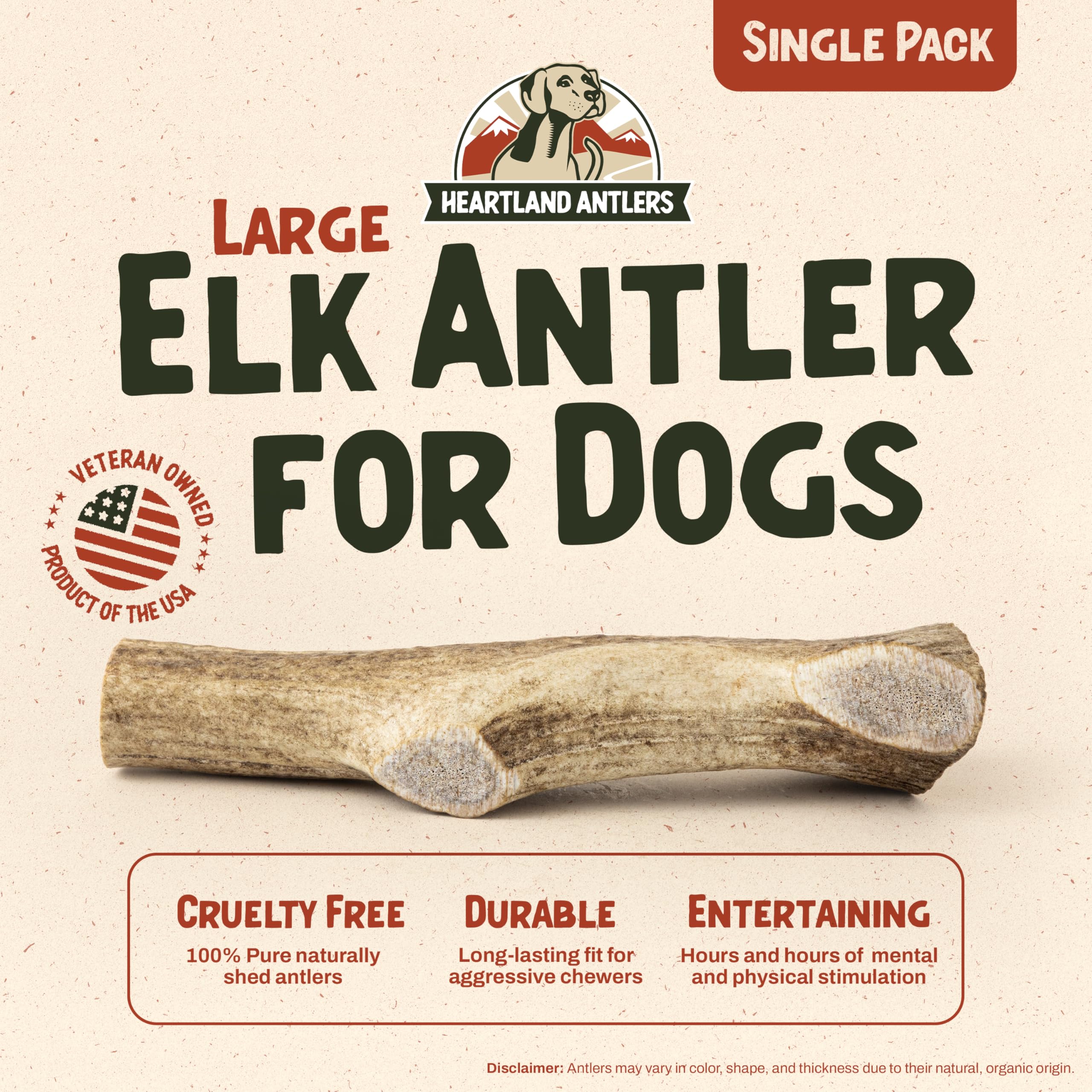 Heartland Antlers os-elans-entier: os naturel à mâcher, adapté aux chiens agressifs.