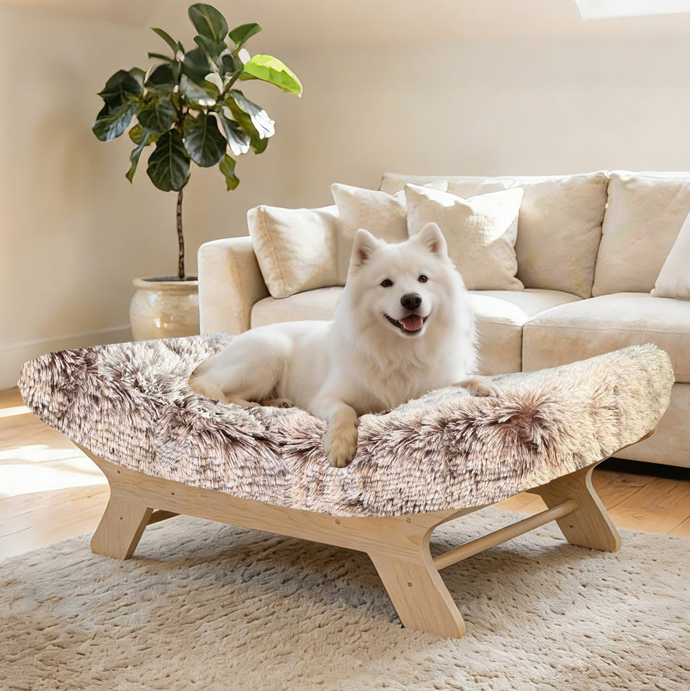 HEAVE SPROUT cadre bois naturel elevé pour chien, ventilation à 360°