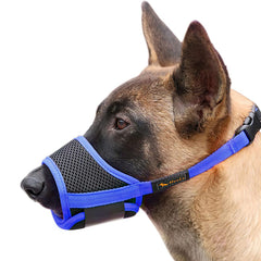 HEELE masque chien ajustable bleu, maintien sûr et confort durable