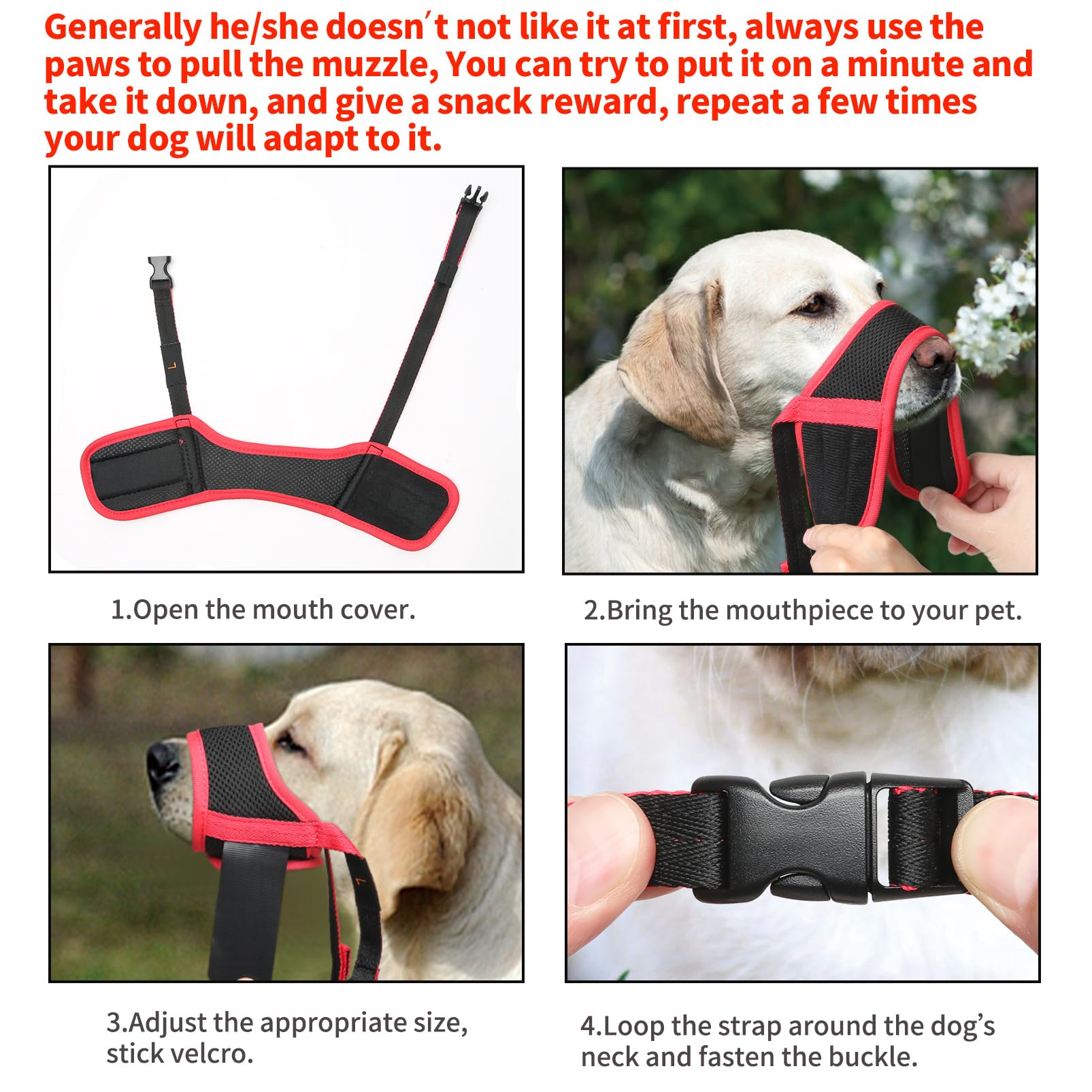 HEELE masque chien ajustable museau et cou pour un maintien sûr.