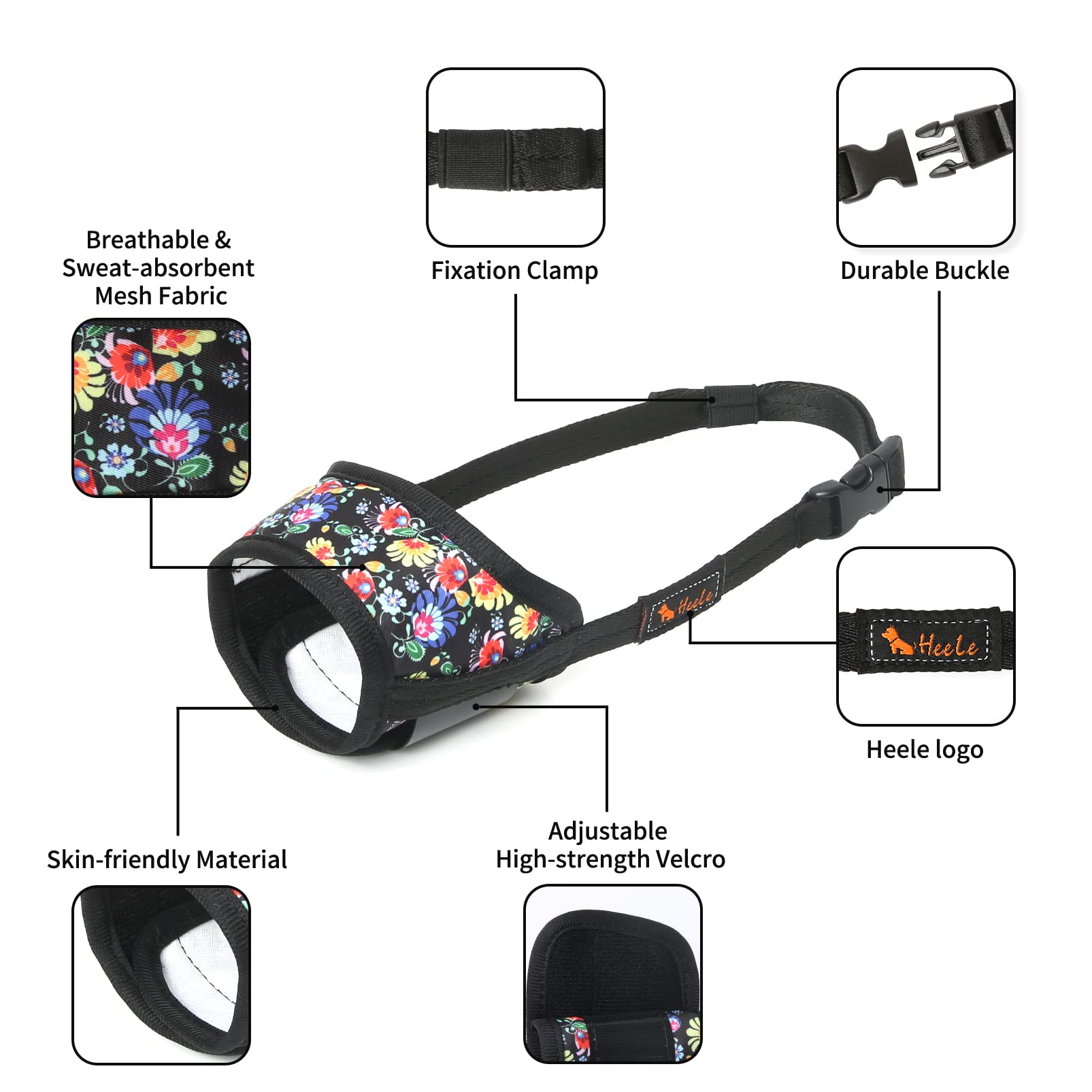 HEELE masque chien boit et respire facilement grâce à l'ouverture adaptée