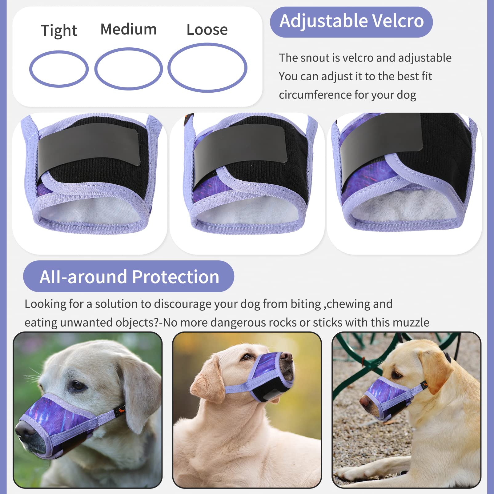 HEELE masque chien espace eau integre, permet de boire en sécurité.