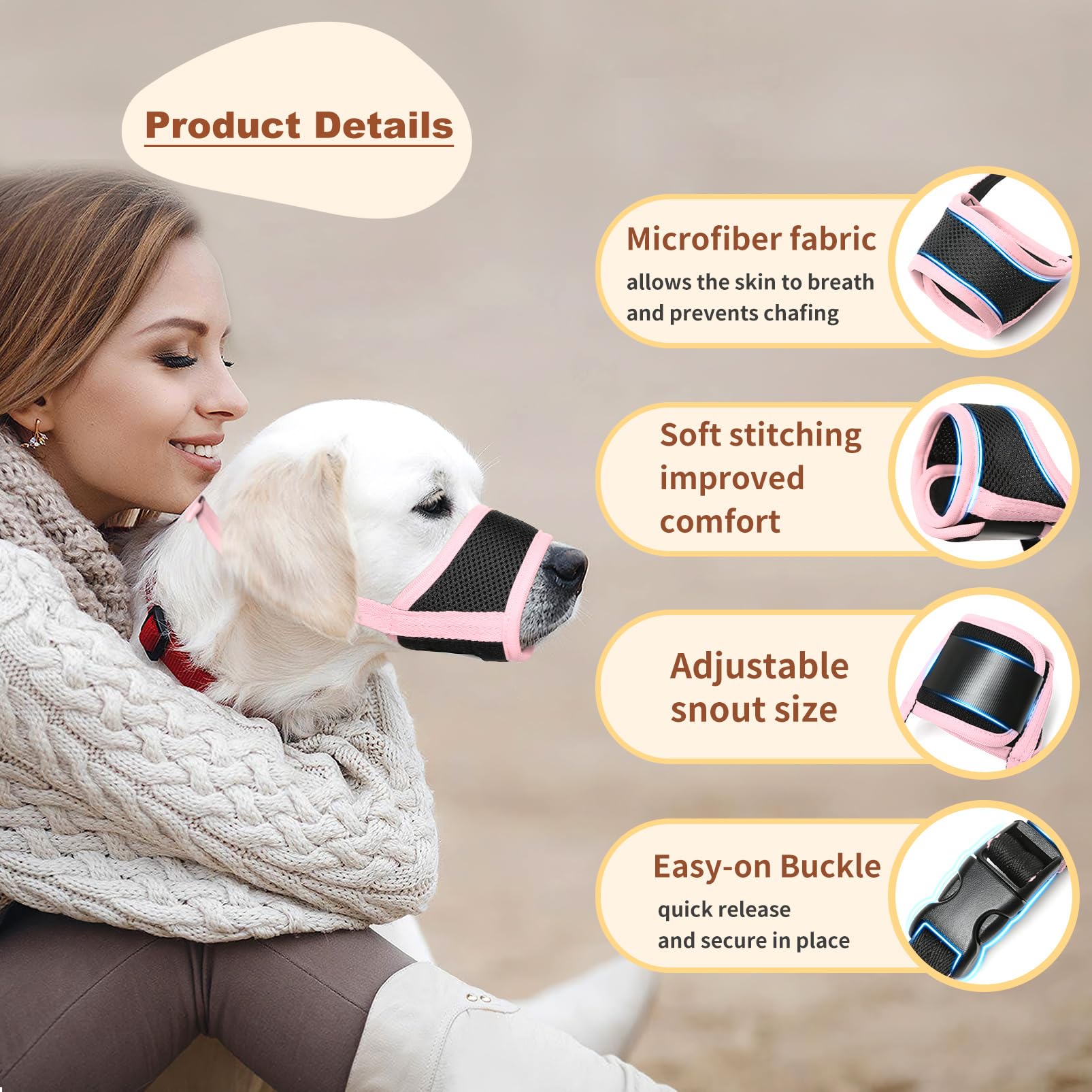 HEELE masque chien facile à porter et à nettoyer, pratique au quotidien.