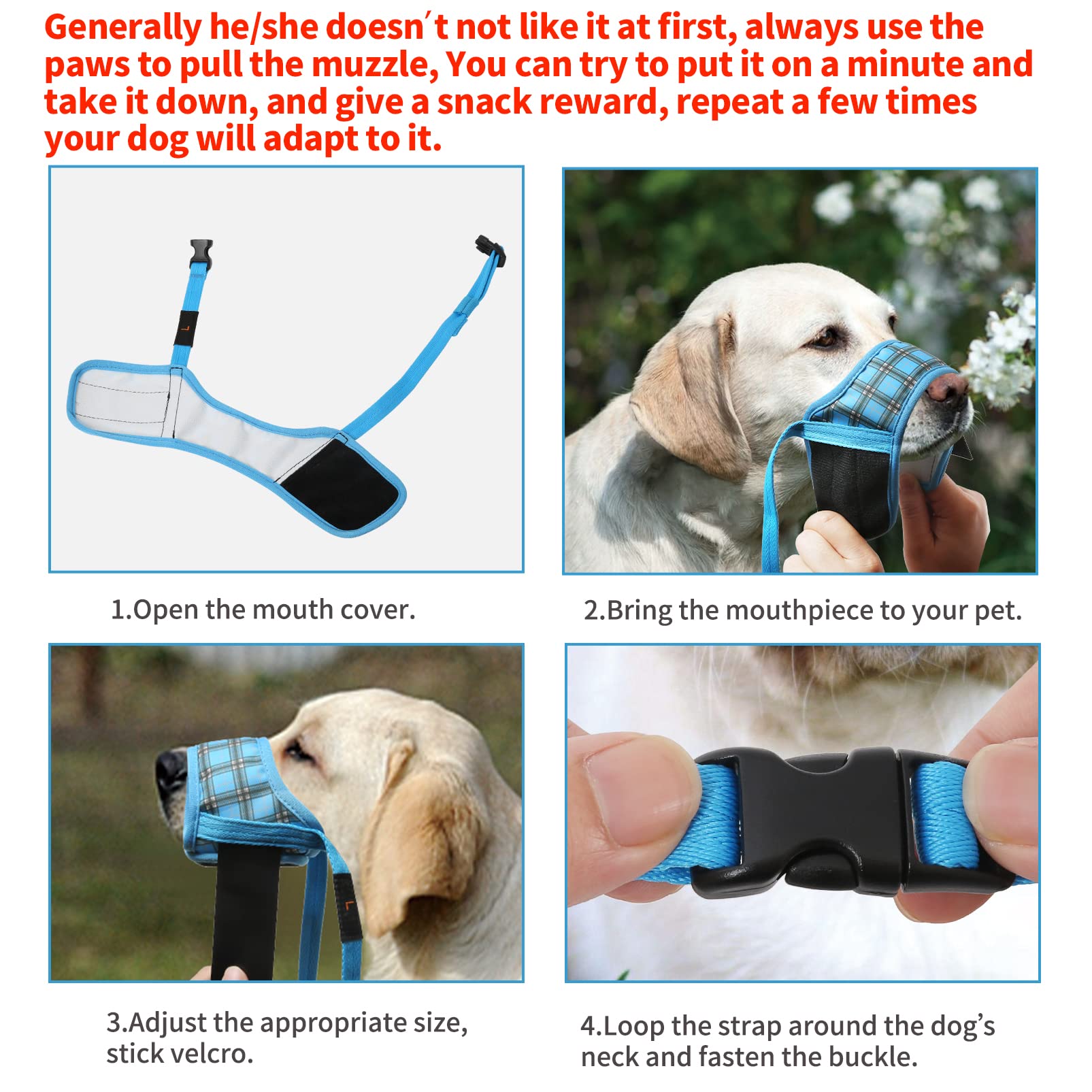 HEELE museau adjustable avec sangles faciles, maintien sûr lors des promenades.