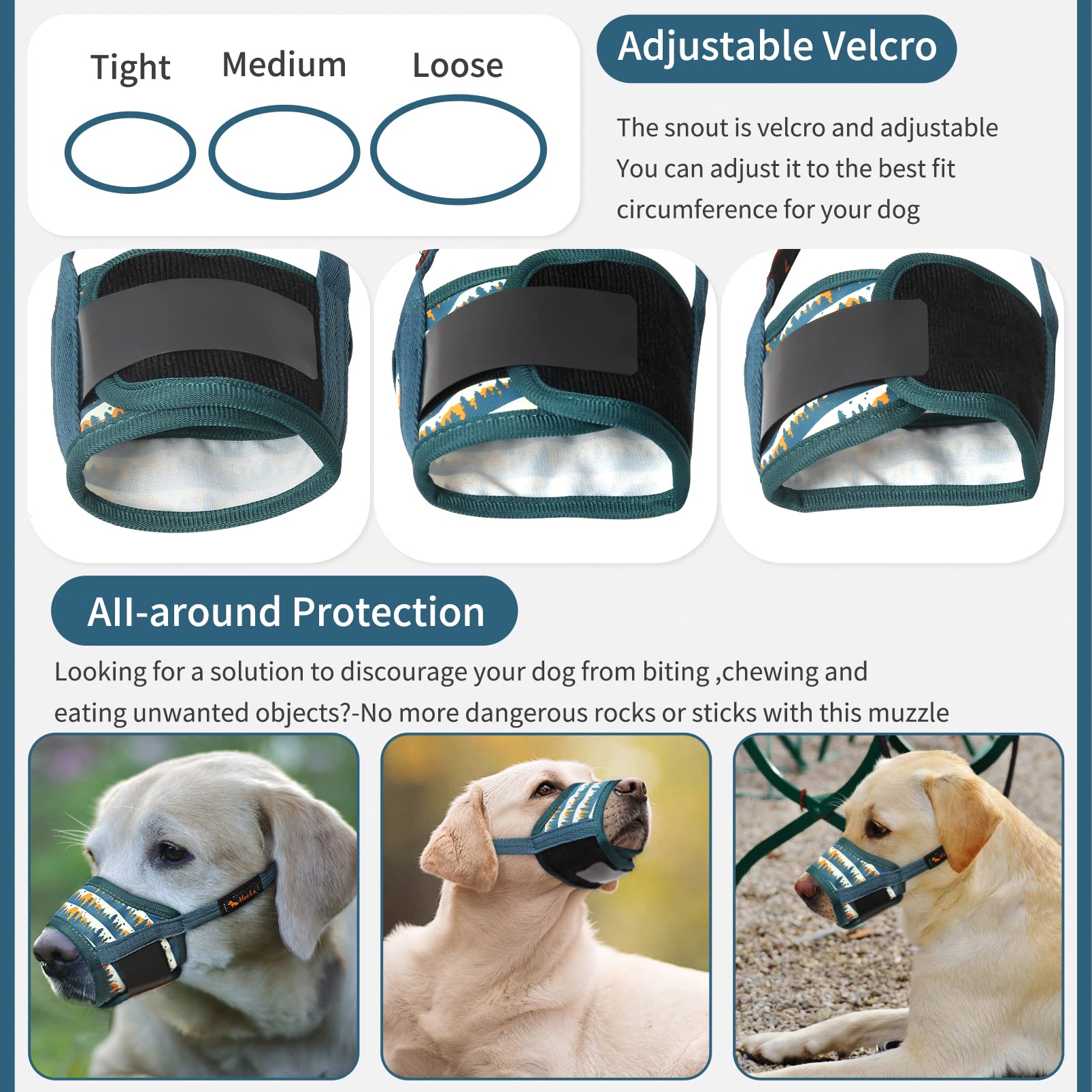 HEELE museau-chien avec ouverture pour boire et respiration facilitées.