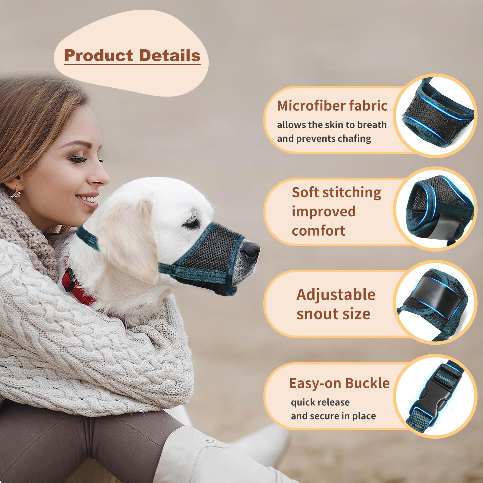 HEELE muselière ajustable museau et cou pour un ajustement sûr.