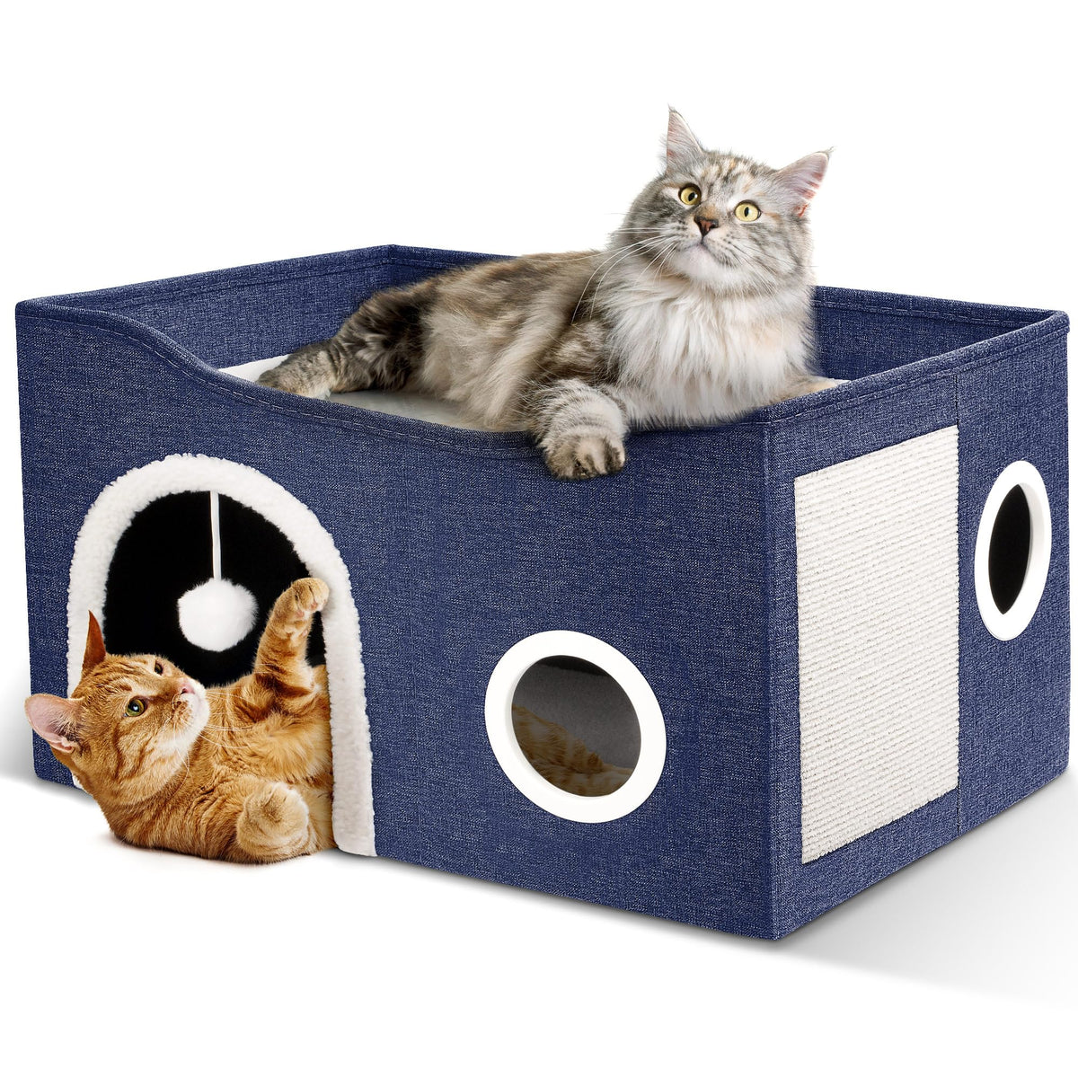 Heeyoo cabane-chat-interieur-grand-nid: espace sécurisé pour le repos du chat.