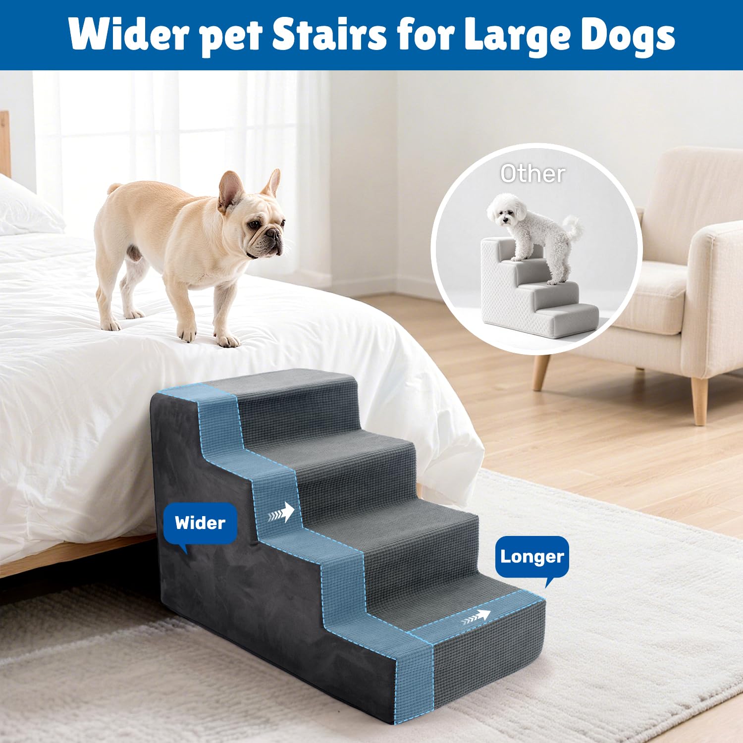 Heeyoo design-stable-escaliers-chien-lit: sécurité et élévation faciles.