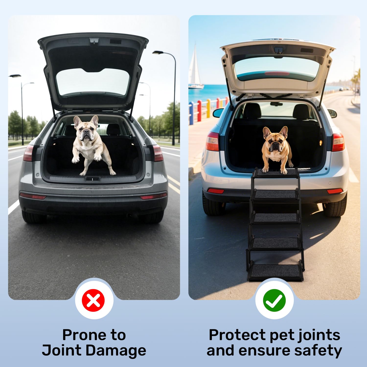 Heeyoo escaliers pour chien avec protection carrosserie et poignée antidérapante.