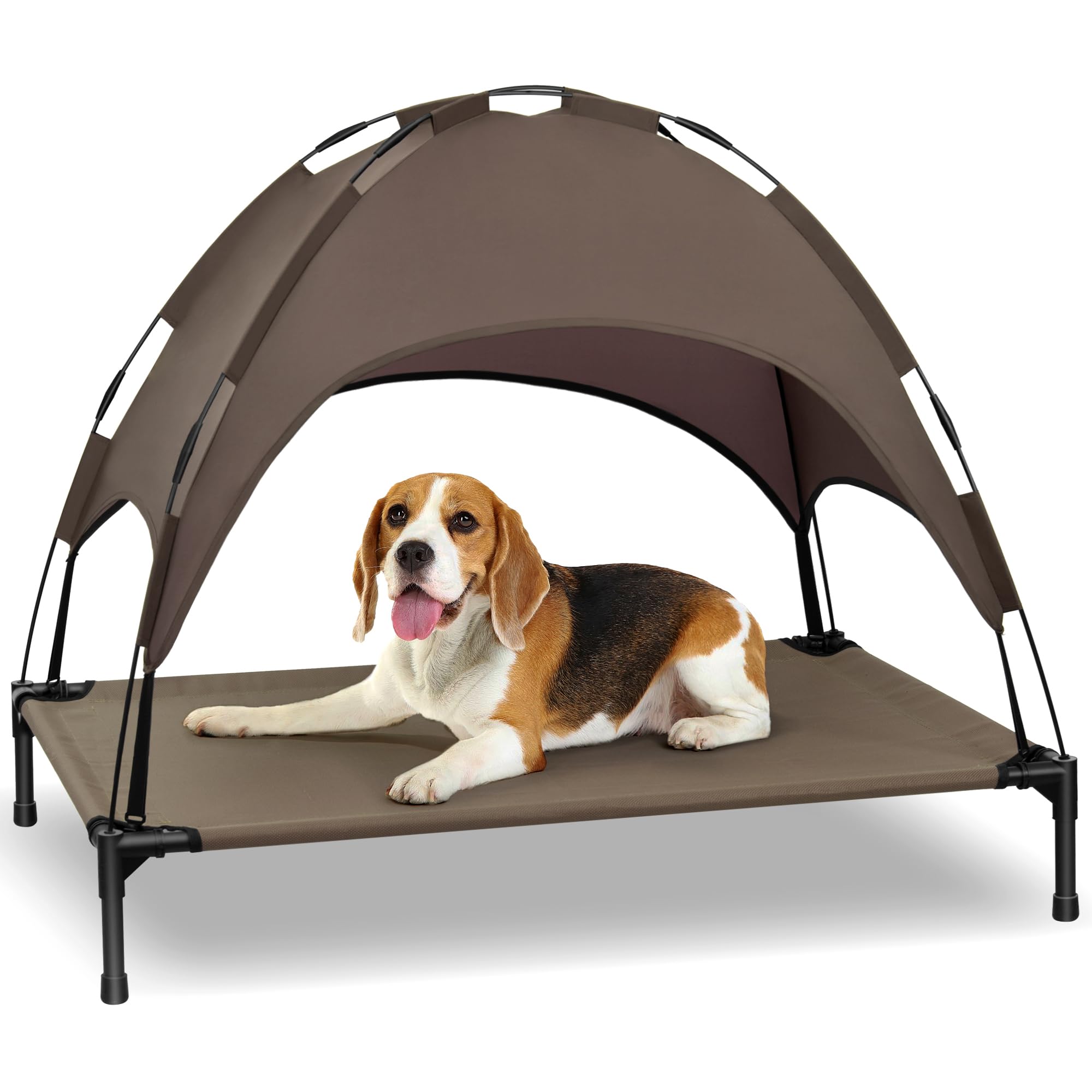Heeyoo lit chien surélevé avec canopée: refroidissement en extérieur.