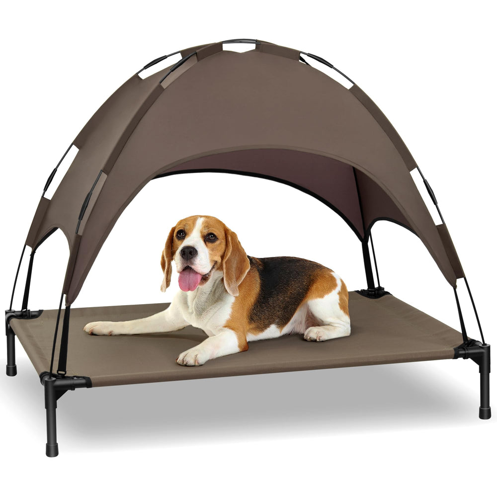 Heeyoo lit chien surélevé avec canopée: refroidissement en extérieur.