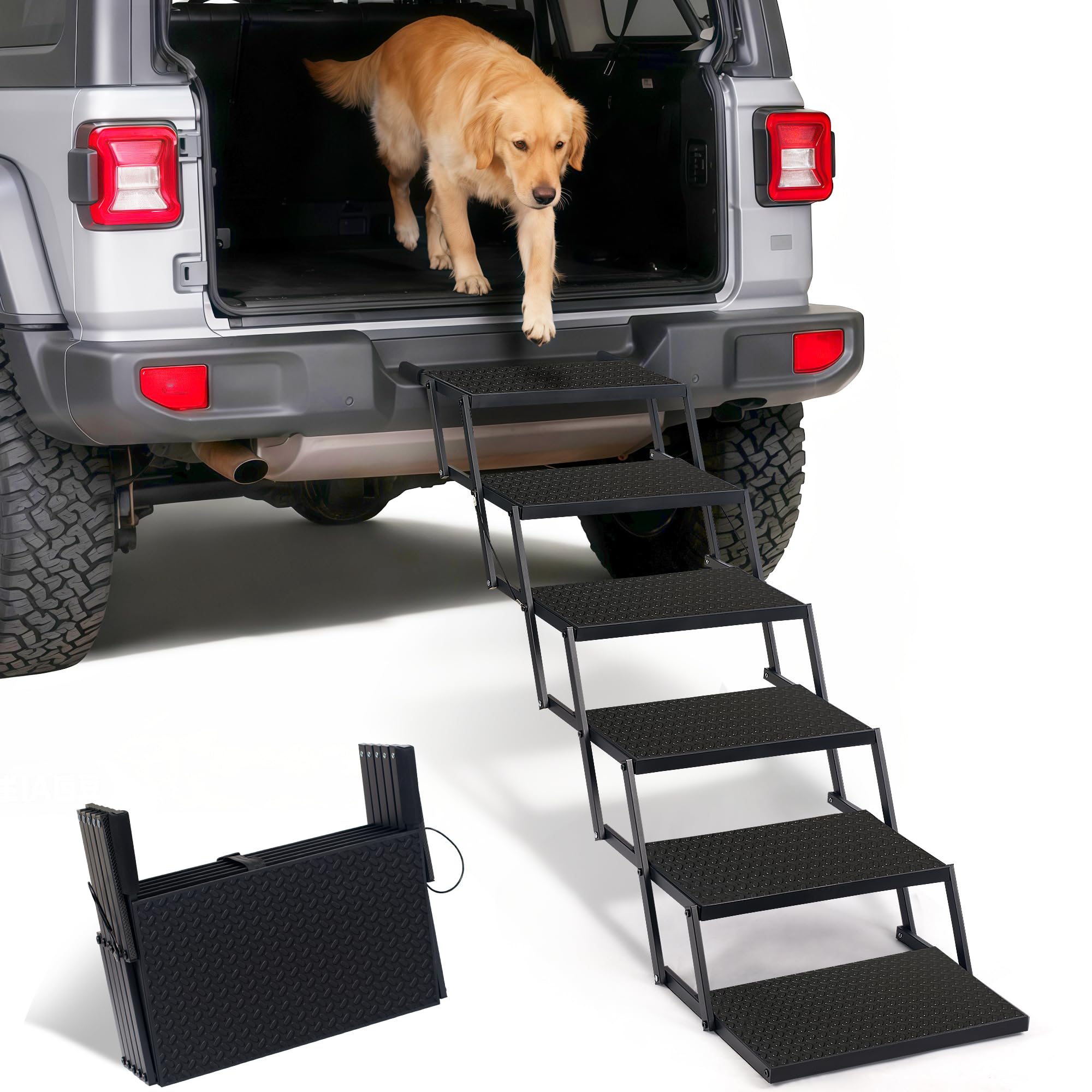 Heeyoo marche-chien pliable pour voiture, accessibilité facile au véhicule.
