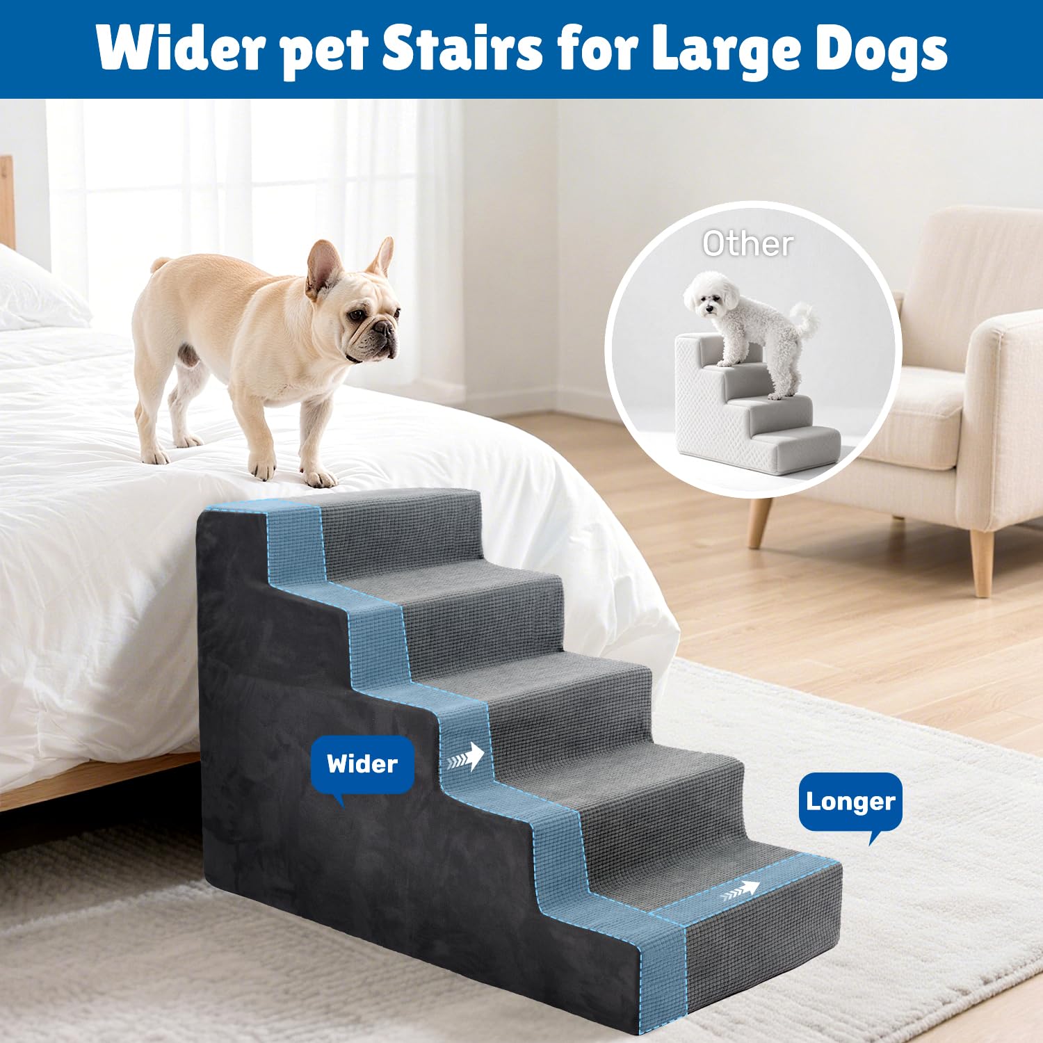 Heeyoo marches chien lit haut hauteur adaptée au mobilier.