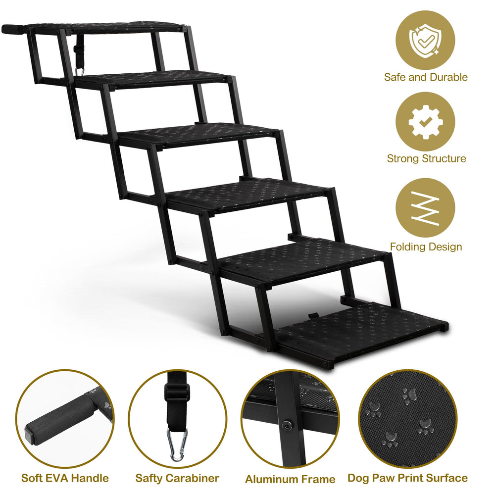 Rampe pliable Heeyoo pour grands chiens, stabilité et rangement facile.