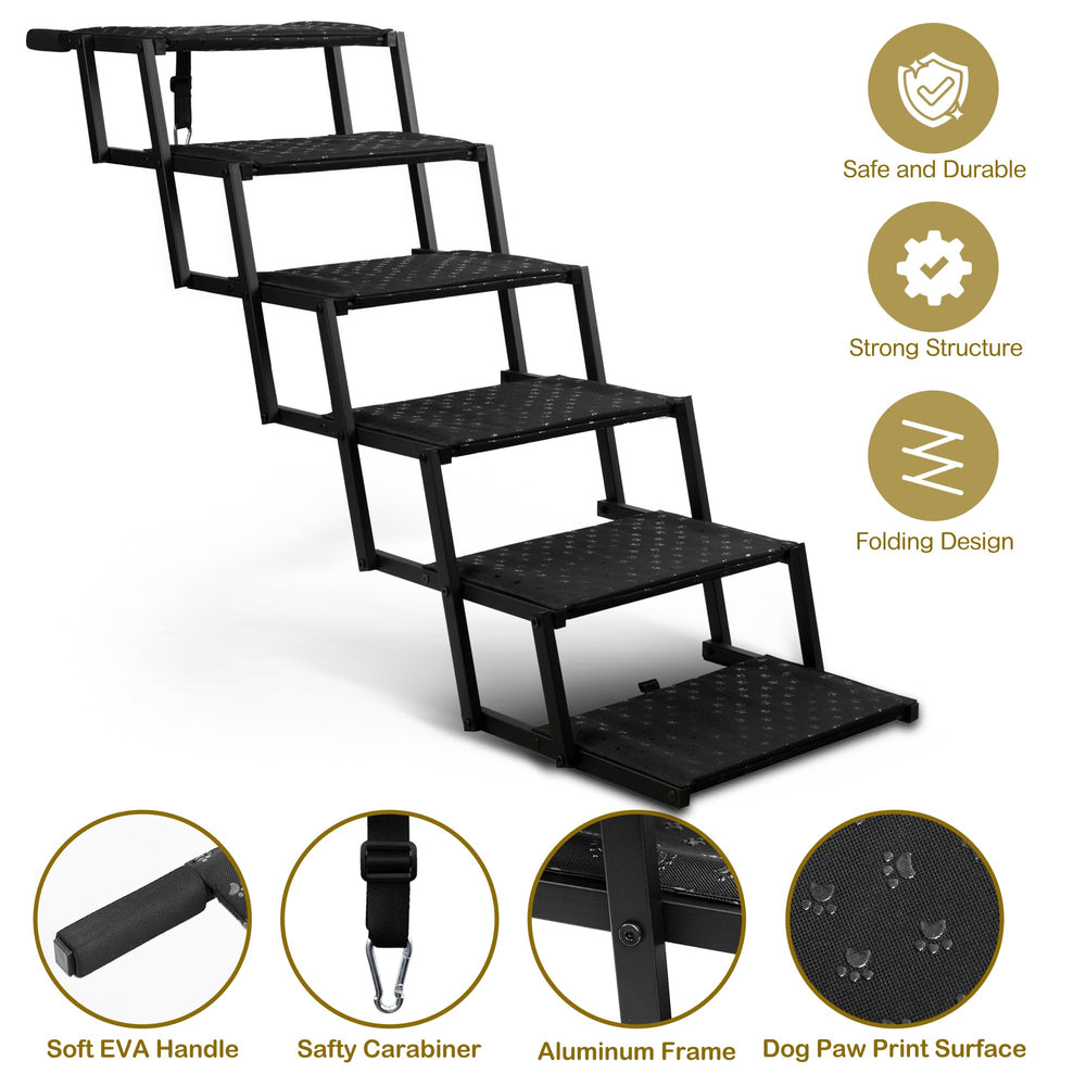 Rampe pliable Heeyoo offrant stabilité pour grands chiens lors des trajets.