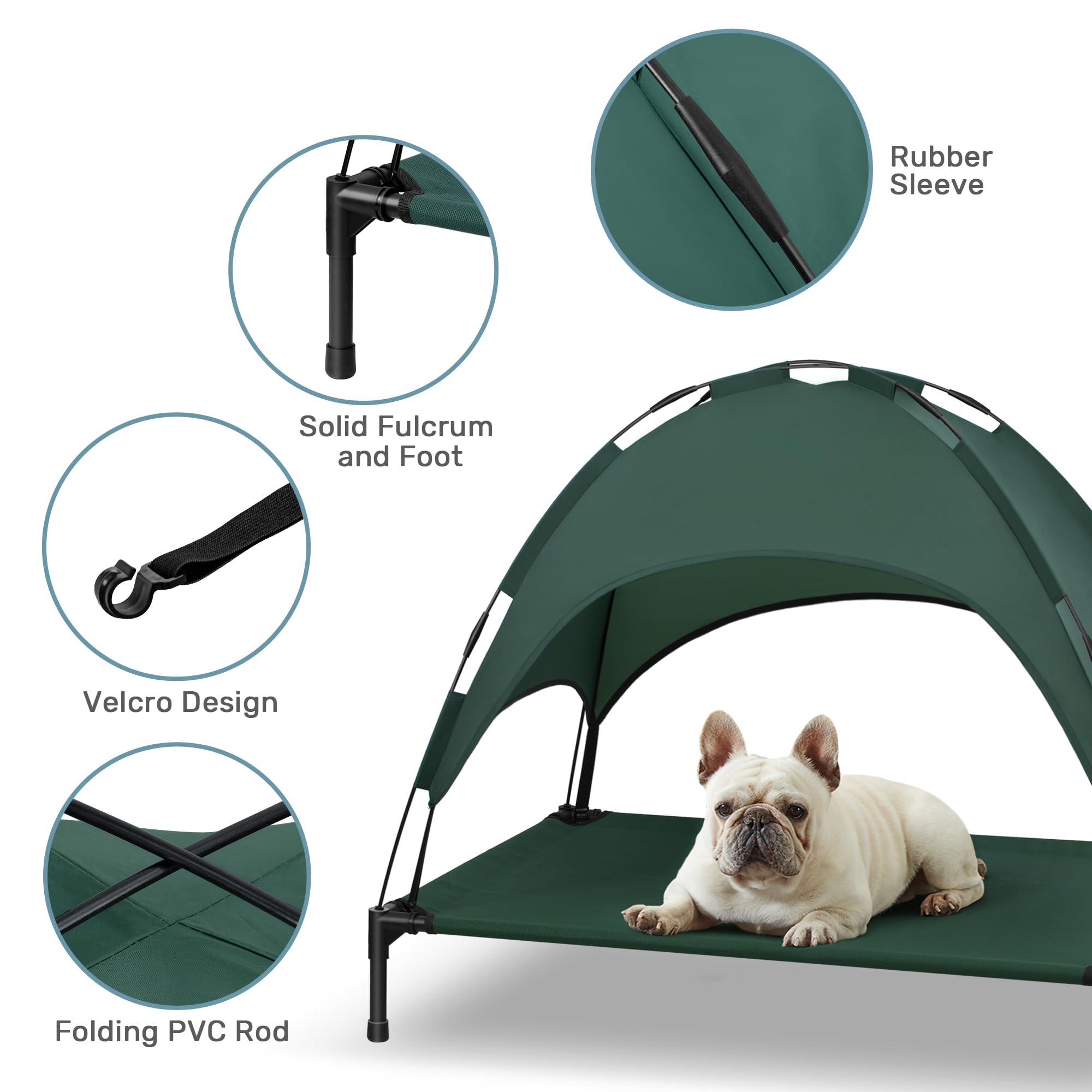 Tente d'ombrage imperméable pour lit-chien Heeyoo en extérieur.