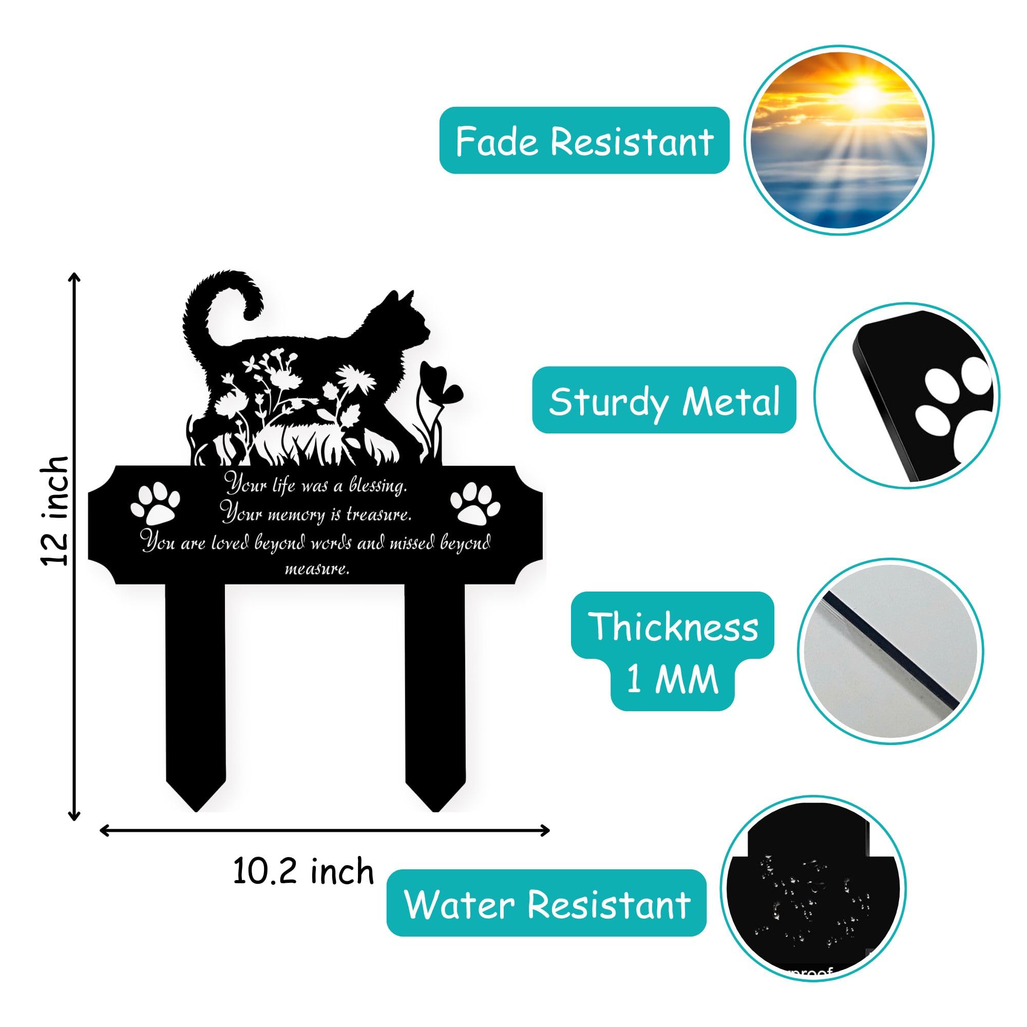 Silhouette chat HEGANITS dans le jardin, souvenir durable.