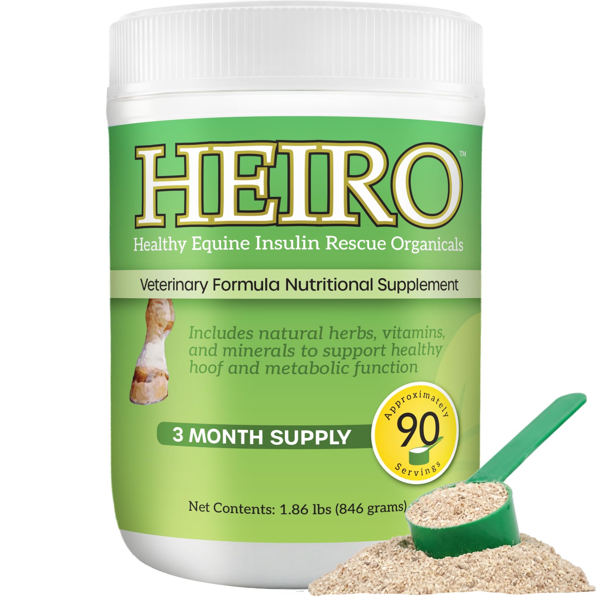 HEIRO : bouteille du supplément équin au goût naturel pour une administration facile.