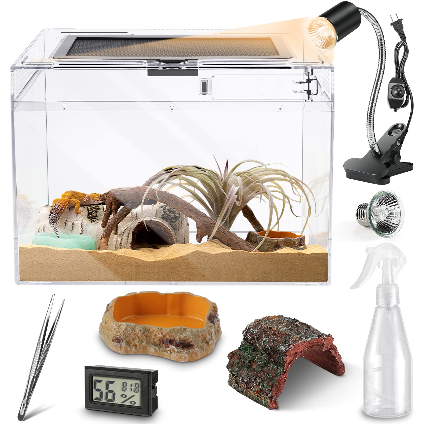 HELIME terrarium polycarbonate avec vue 360° pour observer facilement les reptiles.