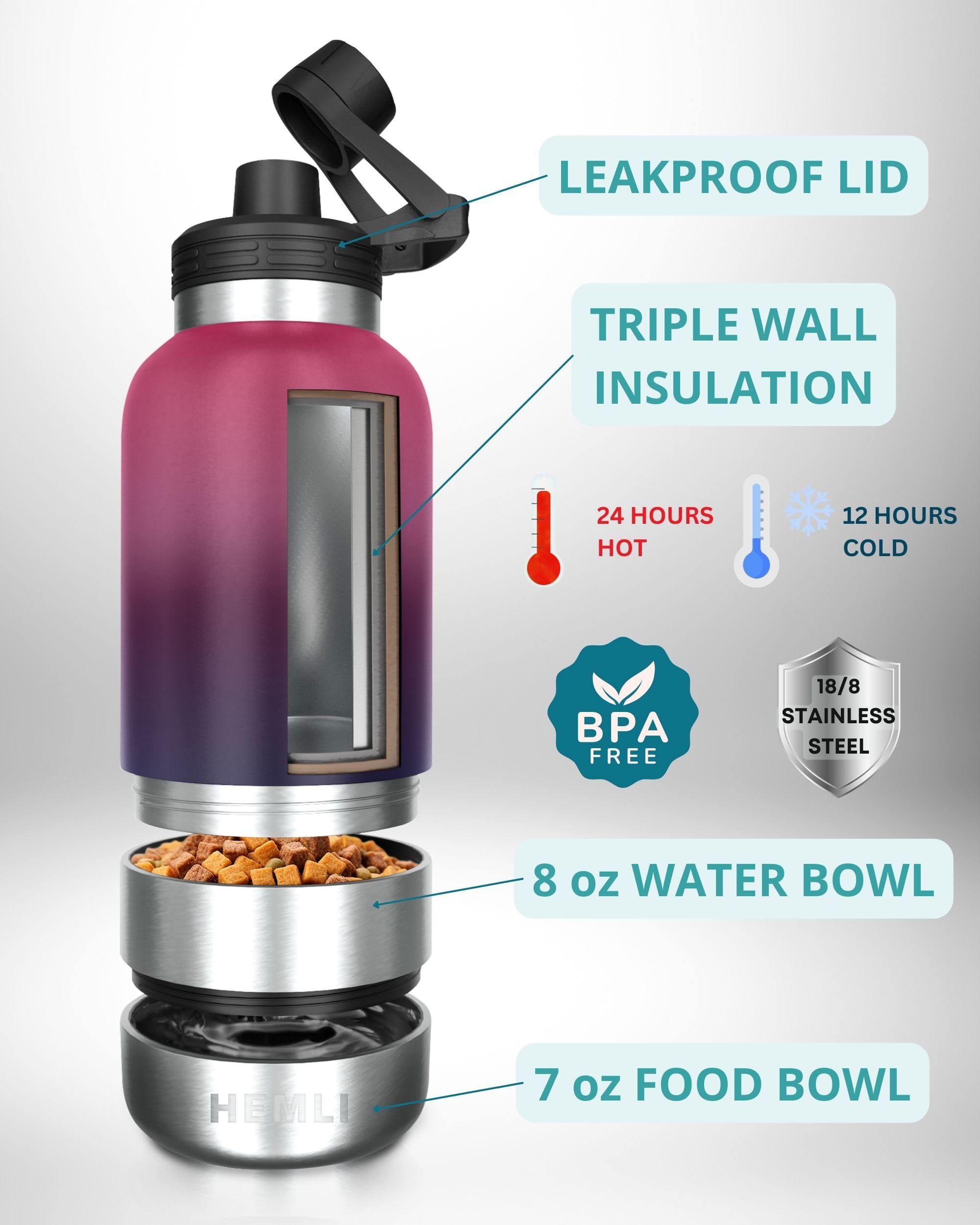 Hemli gourde chien bol eau détachable 8oz pour hydrater rapidement.