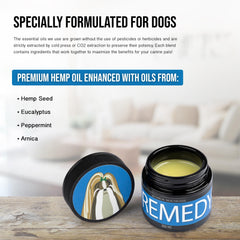 Hemp Dog Health Remède: ingrédients clés huile chanvre et arnica pour la peau