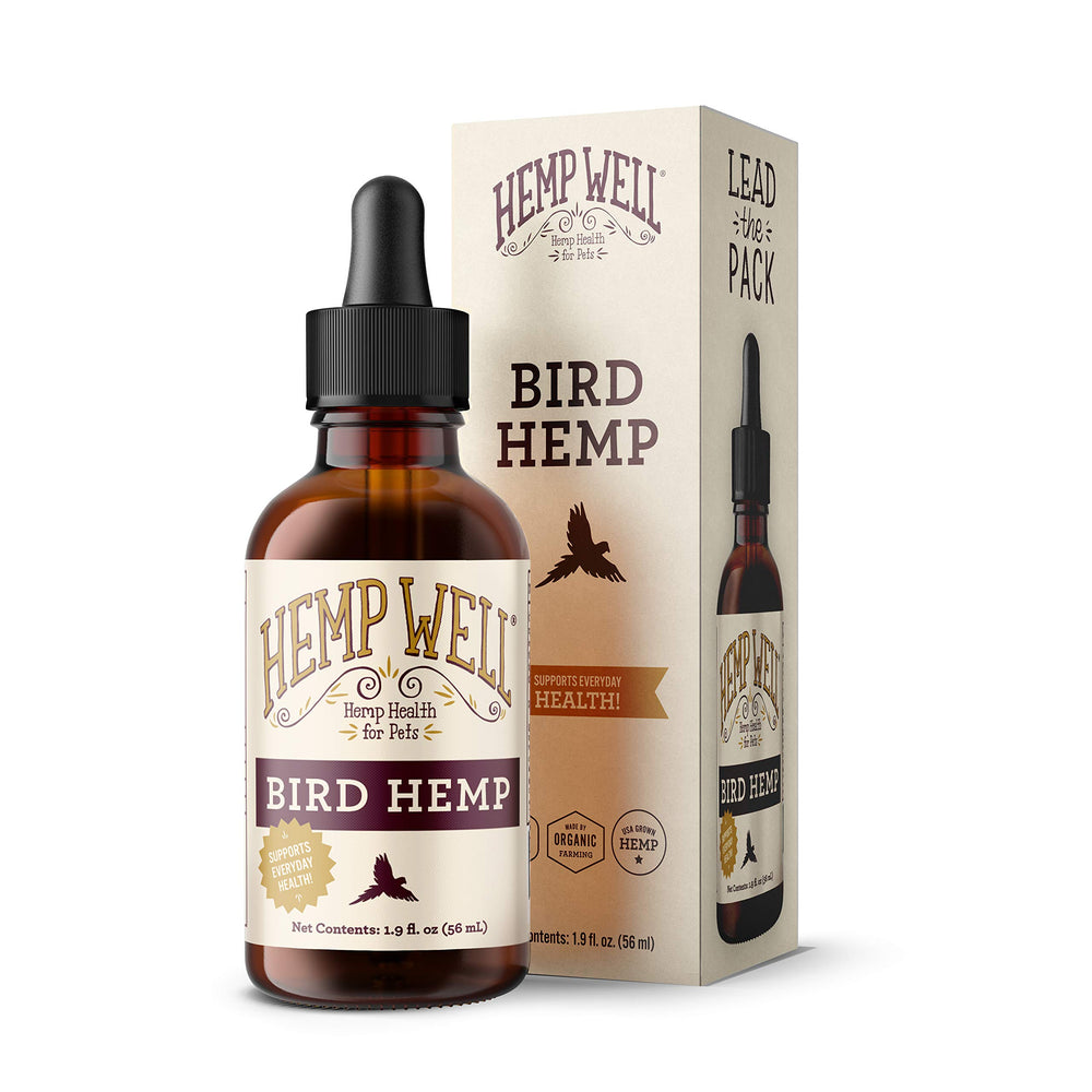 Hemp Well Bird Oil — bouteille 60 ml, soutien santé générale des oiseaux.