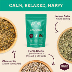 Hemp Well Calm Cat Soft Chews ingrédients biologiques pour le bien-être de votre chat.