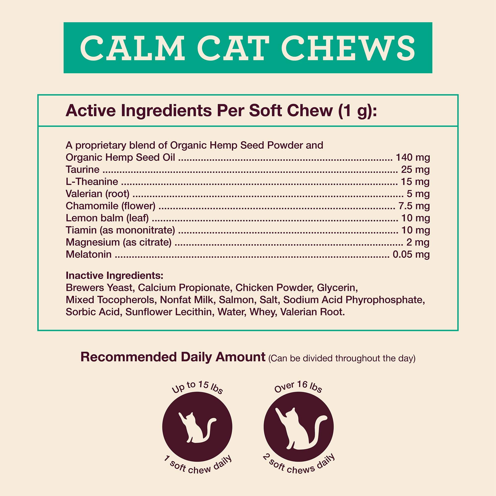 Hemp Well Calm Cat Soft Chews mélatonine – contribue au calme après une journée agitée.