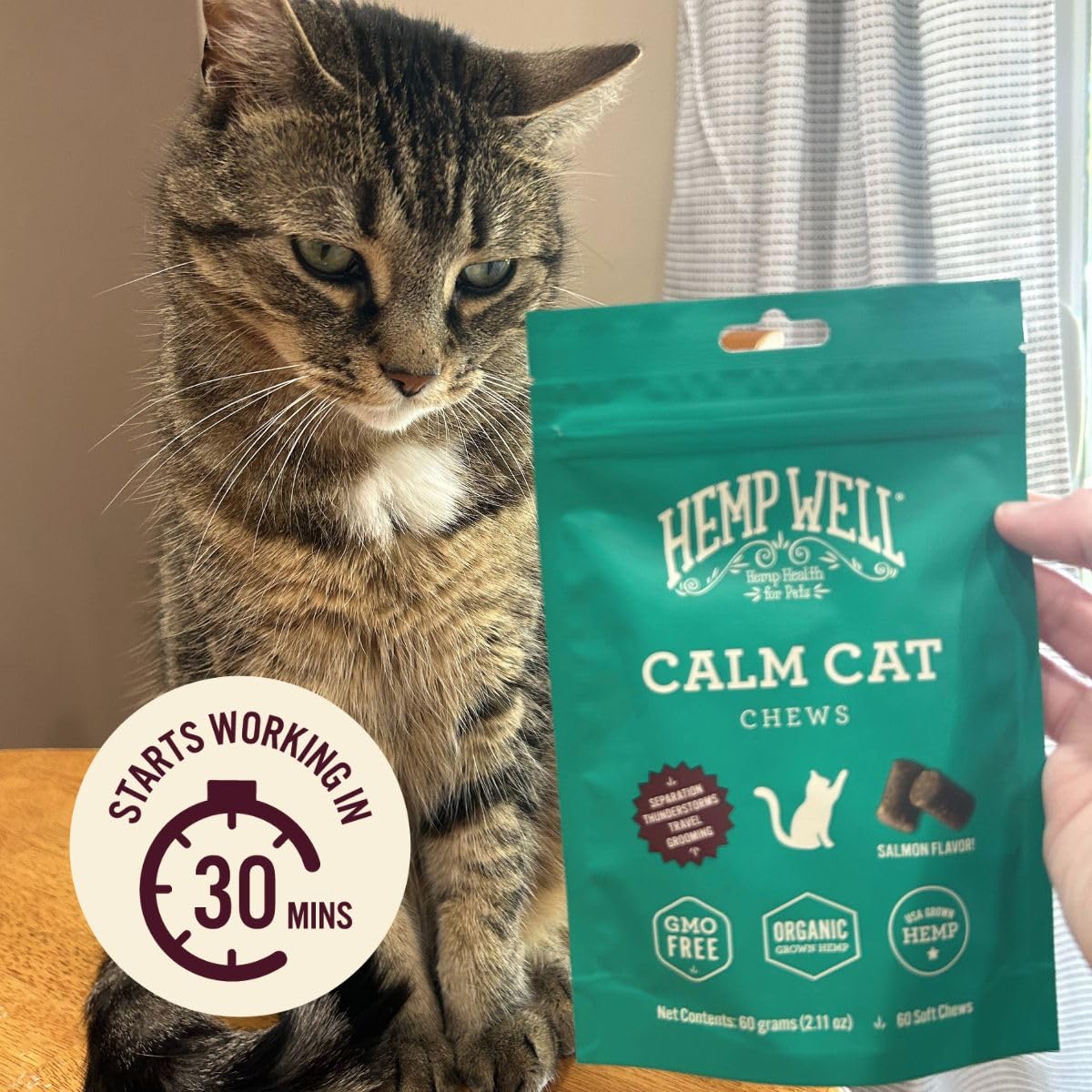 Hemp Well Calm Cat Soft Chews texture moelleuse et agréable à mâcher.