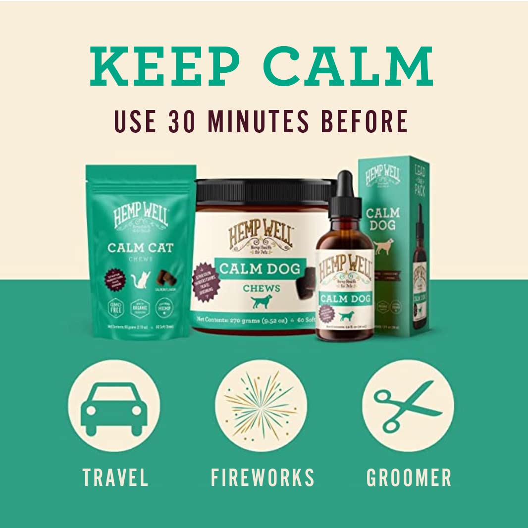 Friandise Hemp Well Calm Dog en sachet, dose facile pour routine apaisante.