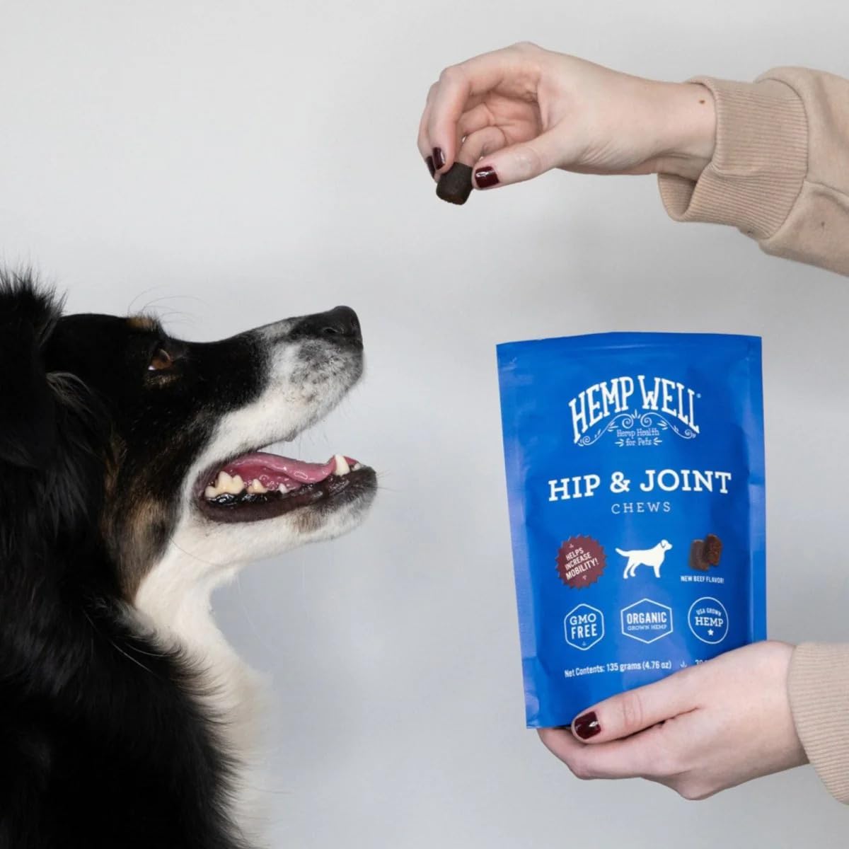 Dosage facile Hemp Well adapté à toutes les tailles de chiens.