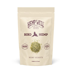 Hemp Well coeurs de chanvre bio emballage prêt à utiliser pour oiseaux.