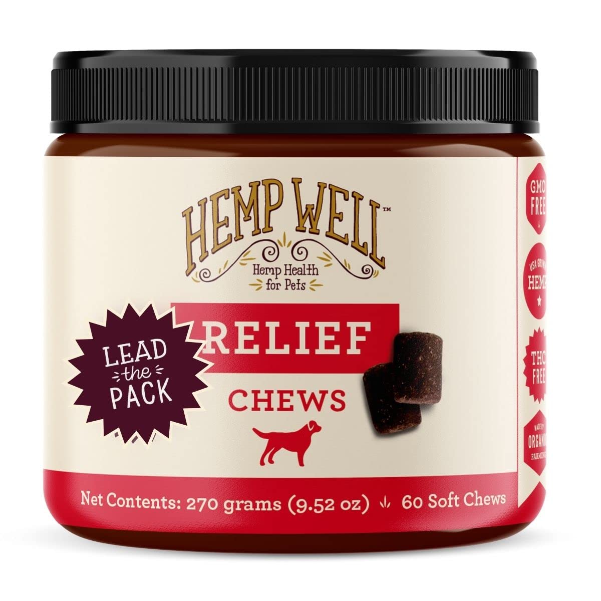 Hemp Well Relief, boîte de friandises molles pour chiens, pratique pour le quotidien.