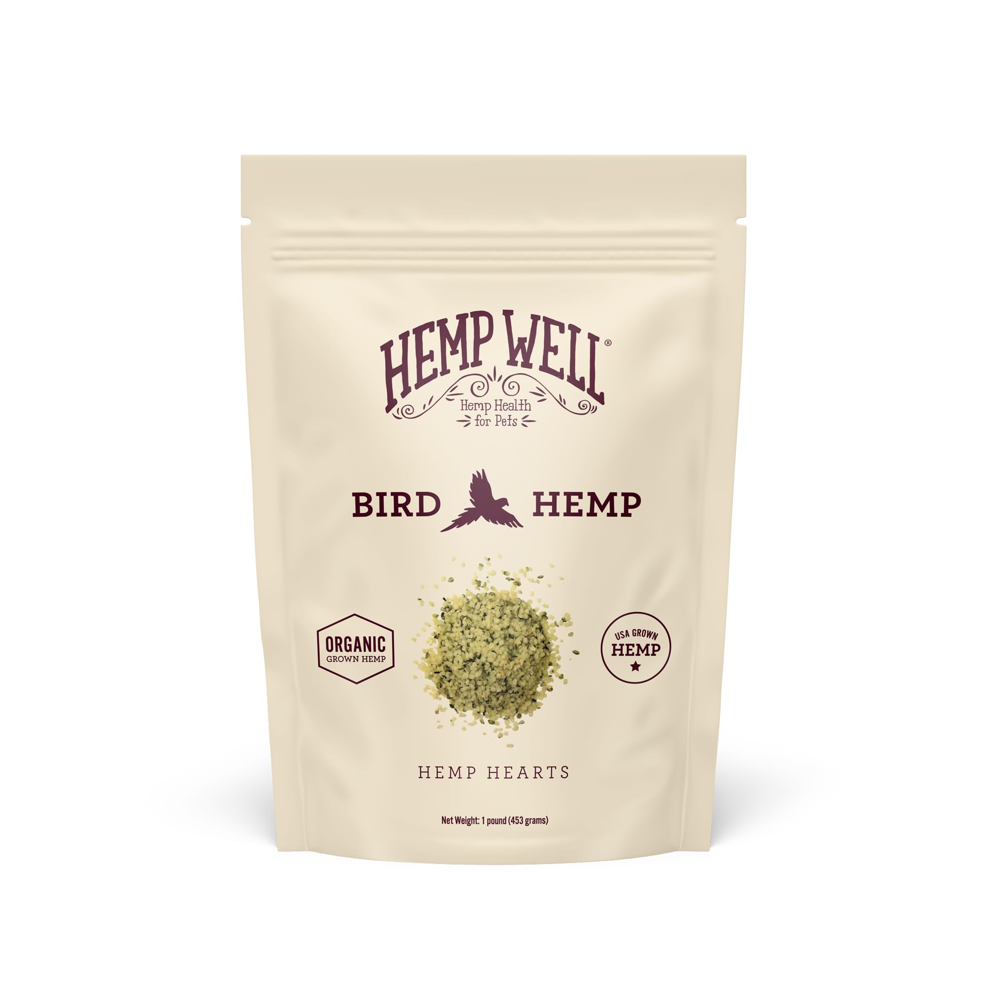 Hemp Well sac chanvre bio pour oiseaux, soutien nutritionnel naturel
