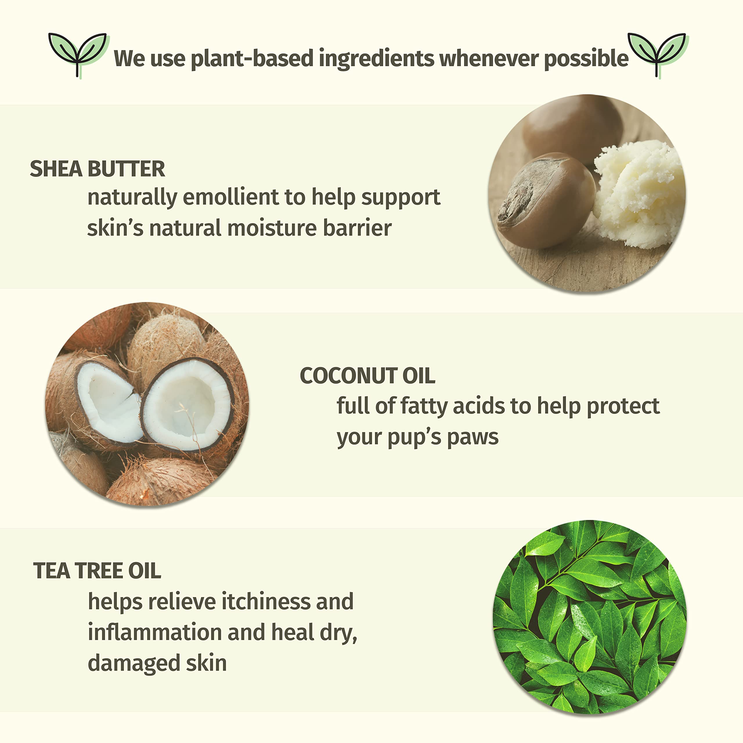 Hempz Petz Ingrédients Naturels privilégie des extraits végétaux pour nourrir doucement les pattes.