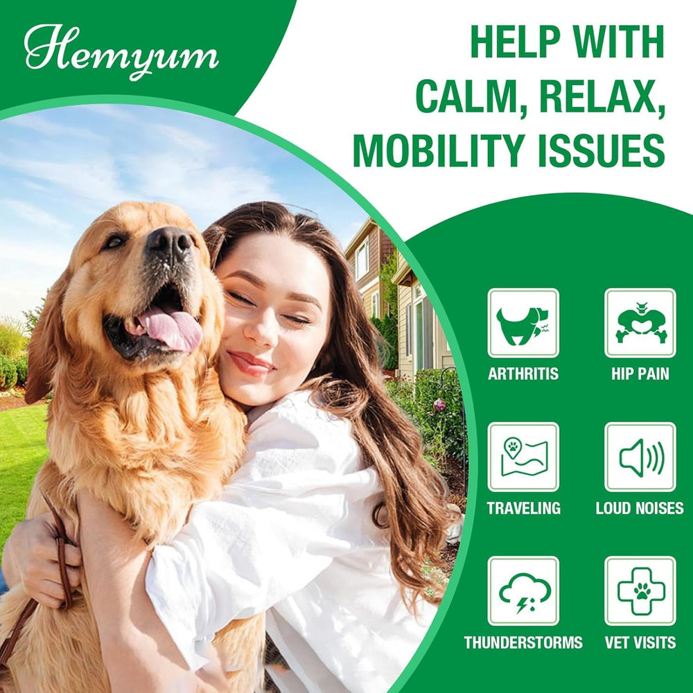 Hemyum huile chanvre relaxation chiens et chats - aide au calme.