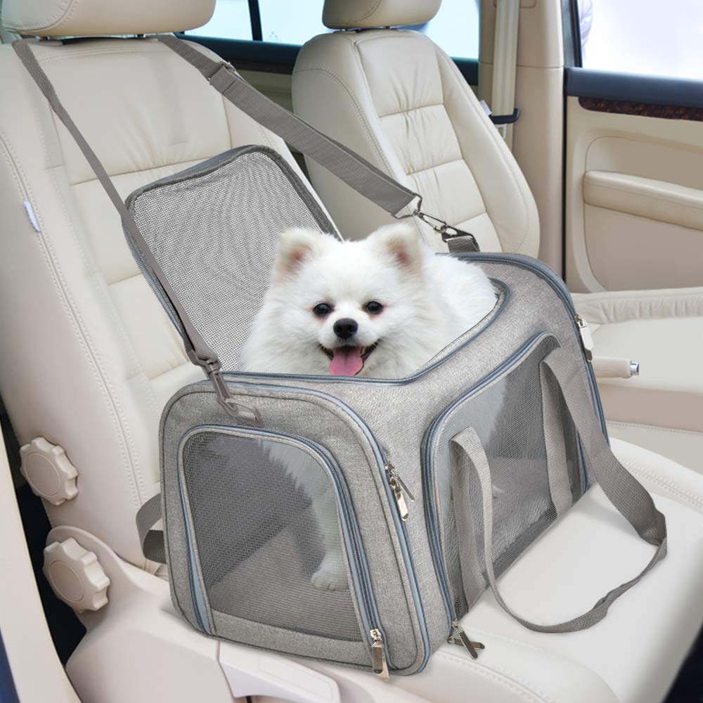 Henkelion porte-chat gris doux pliable, rangement pratique après voyage.