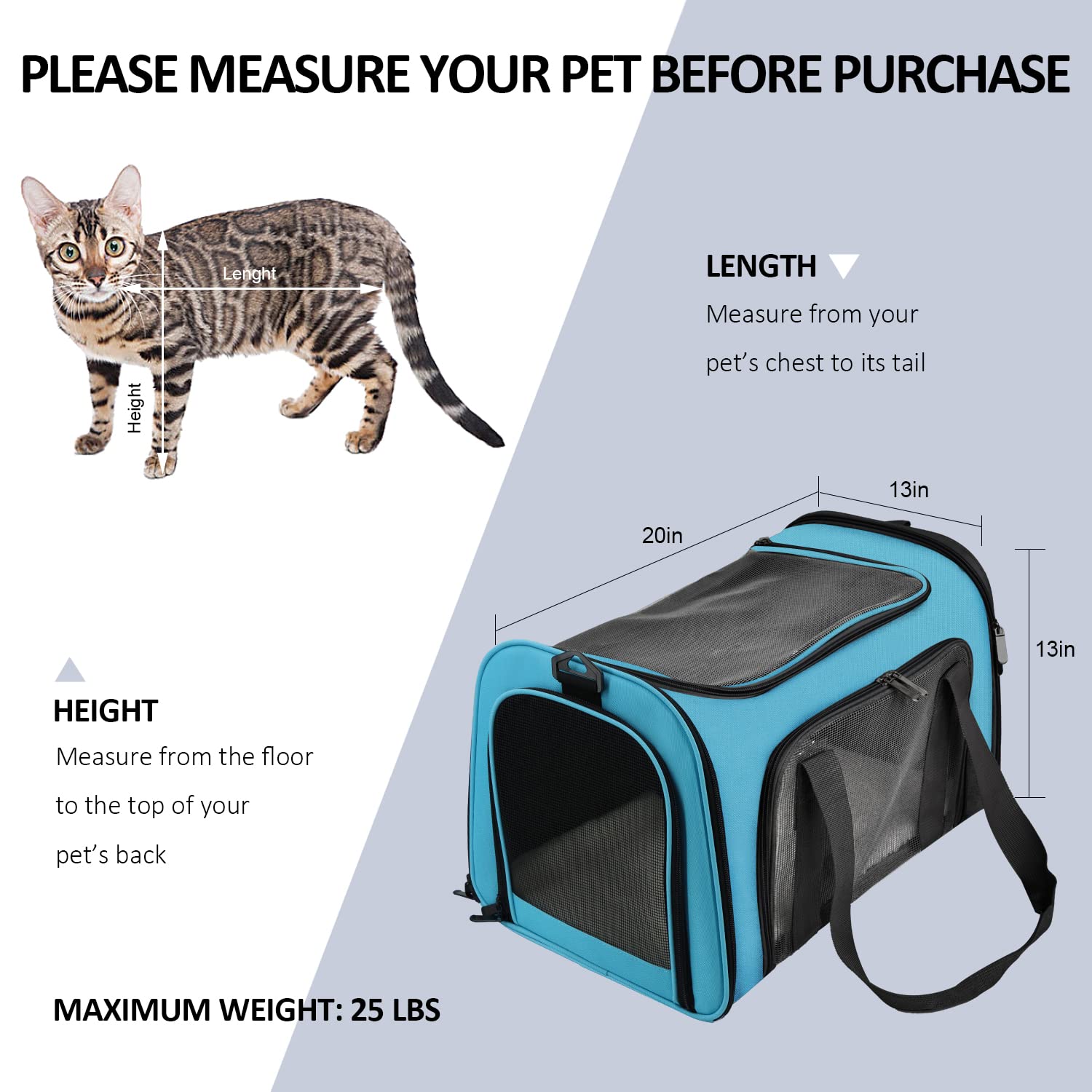 Henkelion porte-chat grand bleu usage quotidien, idéal pour trajets et visites.