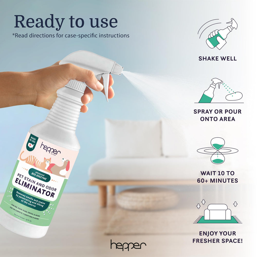 Hepper Advanced Bio-Enzyme pour urine et vomi chien-chat, actions enzymatiques