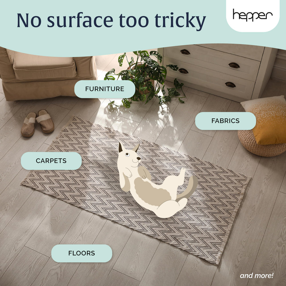 Hepper Advanced Bio-Enzyme sur tapis et mobilier, odeurs neutralisées