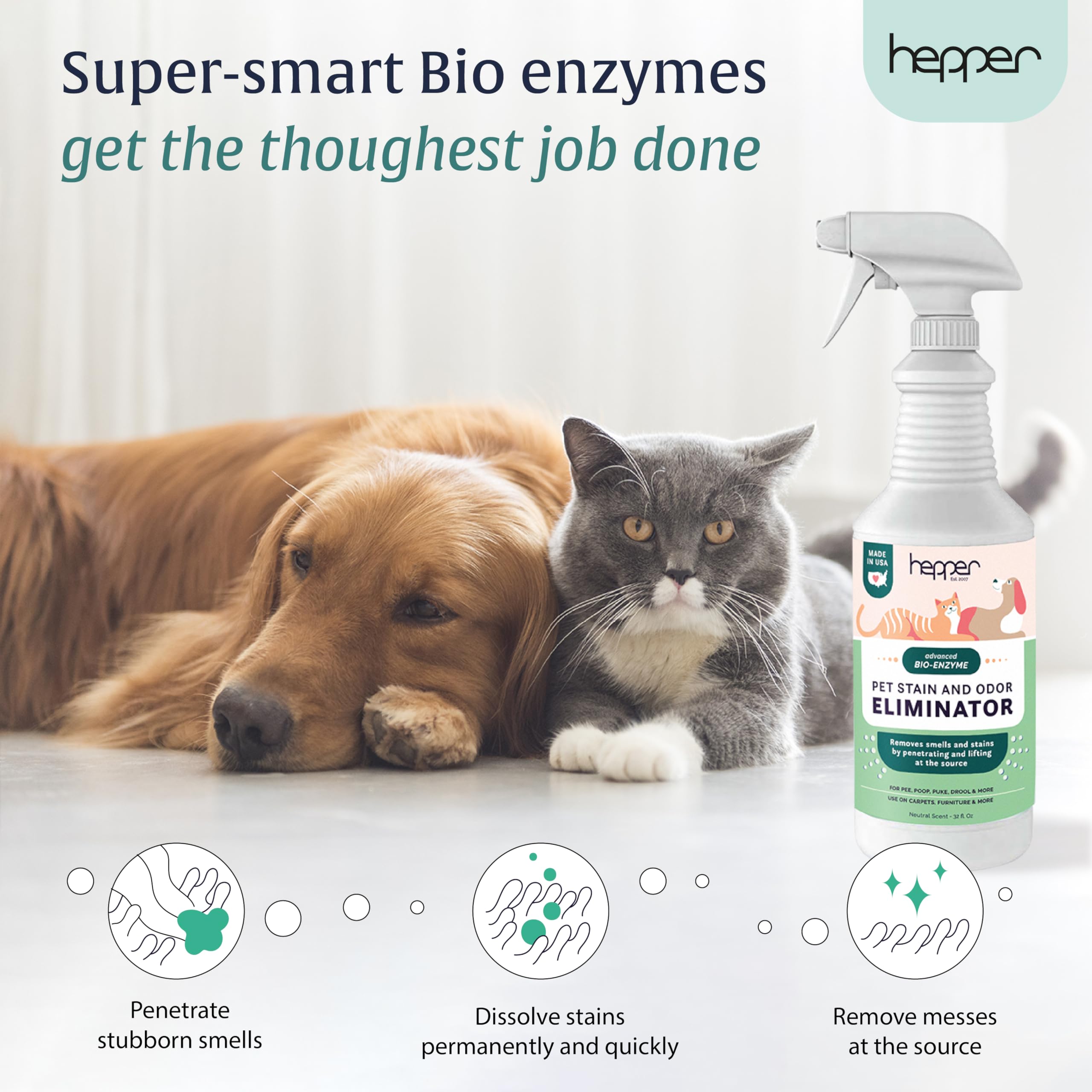 Hepper Advanced Bio-Enzyme sur sols, nettoie taches et odeurs