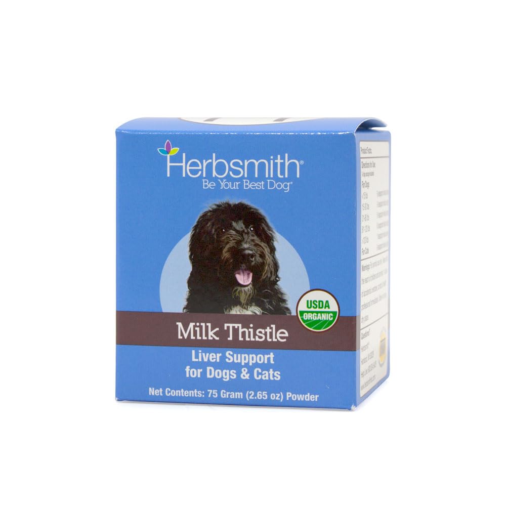 Herbsmith Chardon-Marie Poudre 75 g, soutien hépatique naturel pour chiens et chats