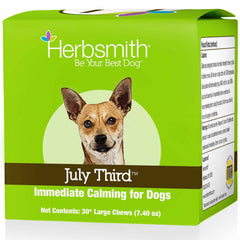 Herbsmith Juillet Troisième: bouchées calmes pour chien, détente naturelle.
