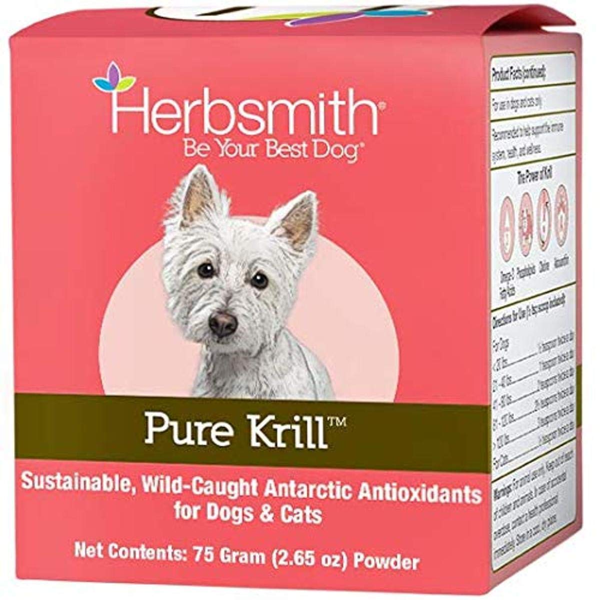 Herbsmith Pure Krill bouteille — source d’oméga-3 prête à l’emploi pour chiens.
