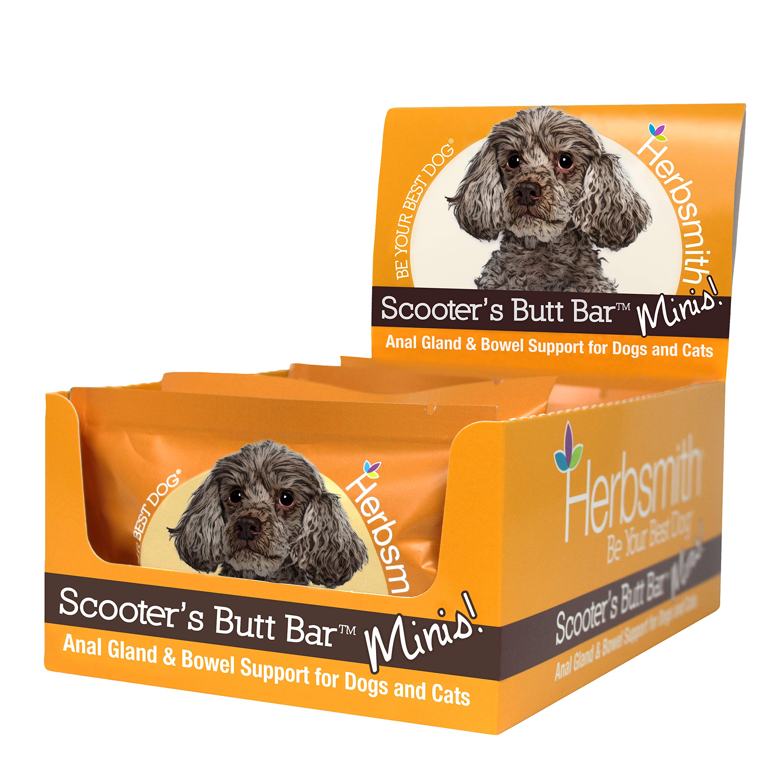 Herbsmith Scooter’s Butt Bars, barre fibre, glandes anales et digestion potentielles.