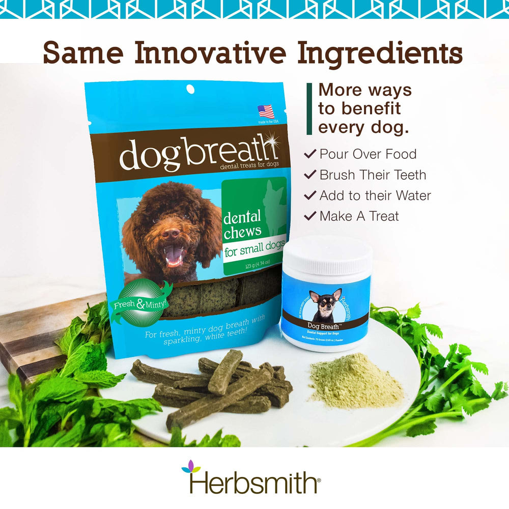 Herbsmith Dog Breath — utilisation-sur-repas: saupoudrer sur le repas du soir.