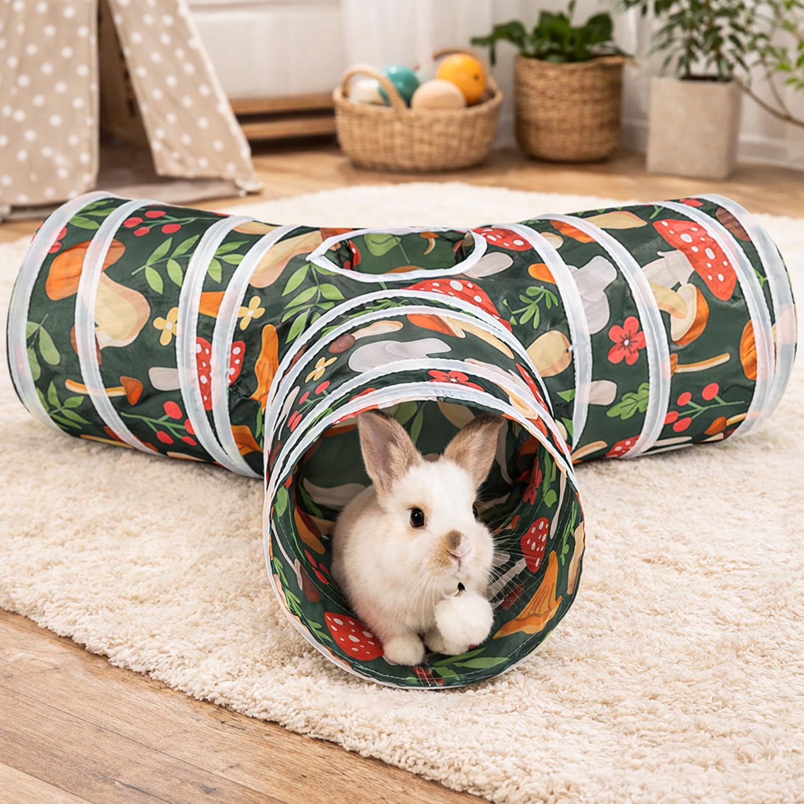 HERCOCCI tunnel-lapin-regard-observation: fenêtre pour surveiller le lapin pendant le jeu.