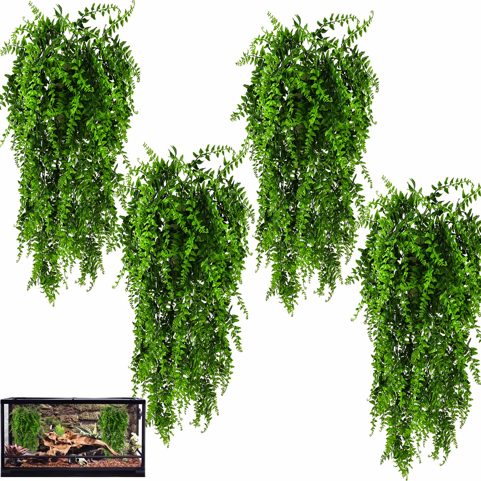 HERCOCCI – Plantes reptile, pack de 4 pièces, décor naturel et installation rapide.